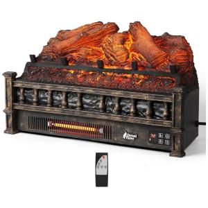 Lareira Elétrica Ecológica 23" 58cm com Controle Remoto, Cama de Brasa de Pinho Realista, Termostato e Temporizador, 110V 1500W, TURBRO