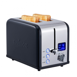 Torradeira Elétrica 2 Fatias com 6 Configurações de Tostagem, Aço Inox, 110V, Cusimax, Preta