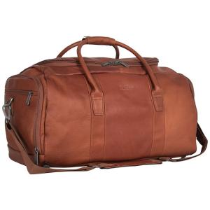 Reação Bolsa de Viagem de Couro Conhaque, KENNETH COLE REACTION 580844, Marrom Claro