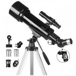 Telescópio 70mm de Abertura e 500mm – Refrator Astronômico para Crianças e Adultos, Montagem AZ, Ótica Multi-Revestida, Adaptador para