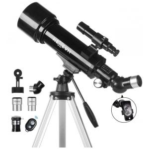 Telescópio 70mm de Abertura e 500mm – Refrator Astronômico para Crianças e Adultos, Montagem AZ, Ótica Multi-Revestida, Adaptador para