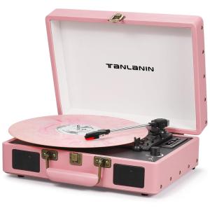 TANLANIN TE 2026BK Vitrola, Toca Discos Retro 3 Velocidades com Funções Bluetooth, AUX, USB, Preta