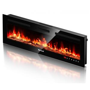 Lareira Elétrica de Embutir A43x152L cm com Temporizador, Controle Remoto e Digital, 110V 1500W, VISVEIL