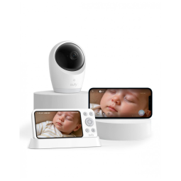 Babá Eletrônica eufy Security E21 com Câmera 4K UHD, Tela de 12 cm, Zoom 8X, Conexão Híbrida WiFi e Sem WiFi, Gravação 24/7 no Aplicativo