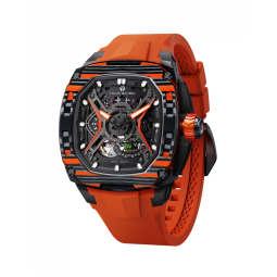 TSAR BOMBA Relógio Mecânico de Luxo Masculino com Caixa em Fibra de Carbono, Pulseira de Borracha Fluorada e Resistência à Água 5ATM