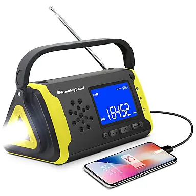 Rádio AM, FM, NOAA Manivela