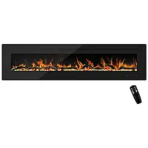 Lareira Elétrica EASE WAY de Embutir A45x182L com Controle Remoto e Digital, Luz LED, Chama Ajustável 110V, 1500W, Preta