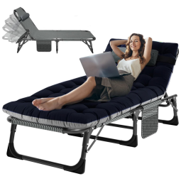 Cama Dobrável Portátil para Acampamento com Acolchoado, Suporta 226 kg, ABORON, Azul