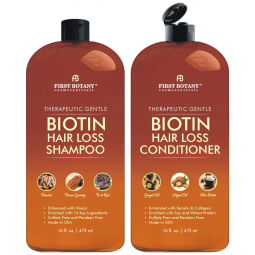 Shampoo e Condicionador 473 ml de Biotina Anti Queda de Cabelo com Boqueadores de DHT, FIRST BOTANY, Marrom