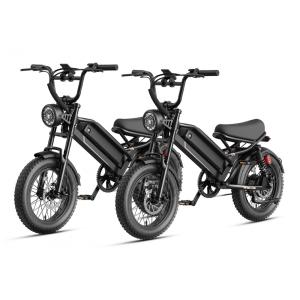 Kit com 2 bicicletas elétricas Jasion YR16 preto stealth, pneus 16x4, motor até 2000W, bateria 48V 12,5Ah, suspensão dupla