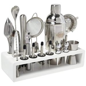 Kit Bn Profissional 17 Peças em Aço Inoxidável com Suporte de Madeira, G2S, Prateado