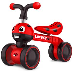 Bicicleta sem Pedal com 4 Rodas para Crianças de 1 a 3 Anos, Ancaixin, Vermelha