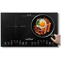 Cooktop Elétrico de Indução Portátil de Bancada com 2 Queimadores e Controle Digital, 110V 1800W, NUTRICHEFKITCHEN PKSTIND49, Preto