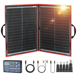 Kit Painel Solar, dobrável, monocristalino, com controlador e 2 saídas USB, 100W, 18V, 1 unidade, DOKIO FFSP 110, Preto