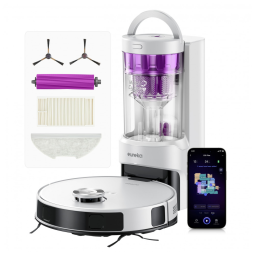 Robô Aspirador e Esfregão Eureka Branco Sucção 8.000 Pa, Estação Bagless 45 Dias e Navegação LiDAR E20 Plus