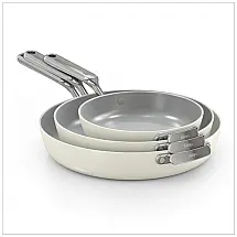 Ninja NeverQuit 3-Piece Ceramic Fry Pan Set. Bone Silver. CQ13000IV2 Bone Silver 3-piece