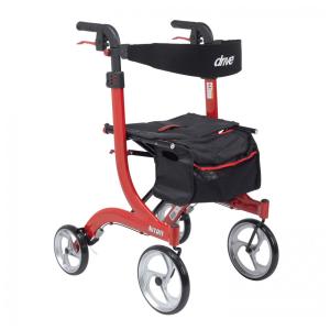 Andador Adulto Idoso Drive Medical RTL10266T Nitro DLX com Assento e Bolsa, Vermelho