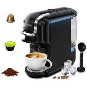 Cafeteira Elétrica Programável Expresso 3 em 1 Funciona com Cápsula e Café Moído, 1450W, 110v, HIBREW, Preto