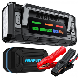 Jump Starter (Aux. de partida) AVAPOW 8000A Preto Display HD 4" PD 30W Todos Gasolina Diesel 12V