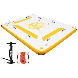 Plataforma Inflável Flutuante Suporta até 607 Quilos com Bomba de Ar, FBSPORT, Amarelo