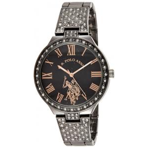 Relógio An de qartzo analógico feminino com alça de liga, 13,8, U.S. POLO ASSN. USC40325, Preto