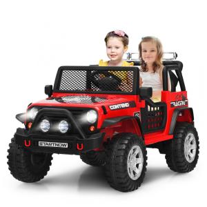 Costzon Kids Carro, Carrinho Elétrico Infantil Off Road a Bateria 12V 2 Assentos com 2 Velocidades e MP3, Vermelho
