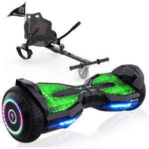 Hoverboard Elétrico com Fixação de Assento, APP, Auto Equilíbrio e Bluetooth, EVERCROSS, Preto