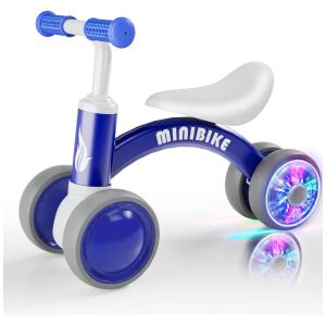 Bicicleta sem Pedal com 4 Rodas para Crianças de 10 a 36 Meses, Cawhad, Azul