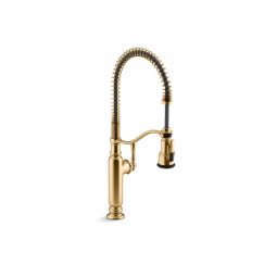 Torneira Cozinha Semi Profissional com Pulverizador Pull Down Sprai, KOHLER 77515-2MB Tournant, Dourada