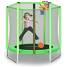 Cama Elastica Infantil com Diâmetro e Cesta de Basquete para até 100 kg, LOVELY SNAIL Lovelysnail007 Green, Verde claro