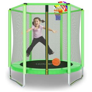 Cama Elastica Infantil com Diâmetro e Cesta de Basquete para até 100 kg, LOVELY SNAIL Lovelysnail007 Green, Verde claro