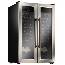 Adega Climatizada de Zona Dupla para 24 Garrafas com Controle Digital, 1080W 110V NutriChef PKCWC24, Prata