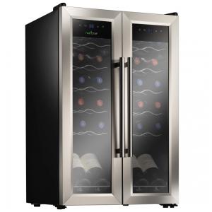 Adega Climatizada de Zona Dupla para 24 Garrafas com Controle Digital, 1080W 110V NutriChef PKCWC24, Prata