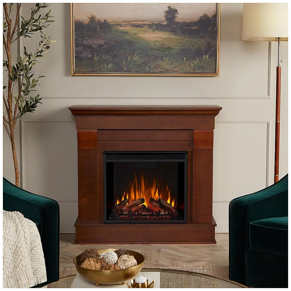 Lareira Elétrica Real Flame 104x95x30cm 1400W Chamas LED Lenha Portátil 110V — foto 2