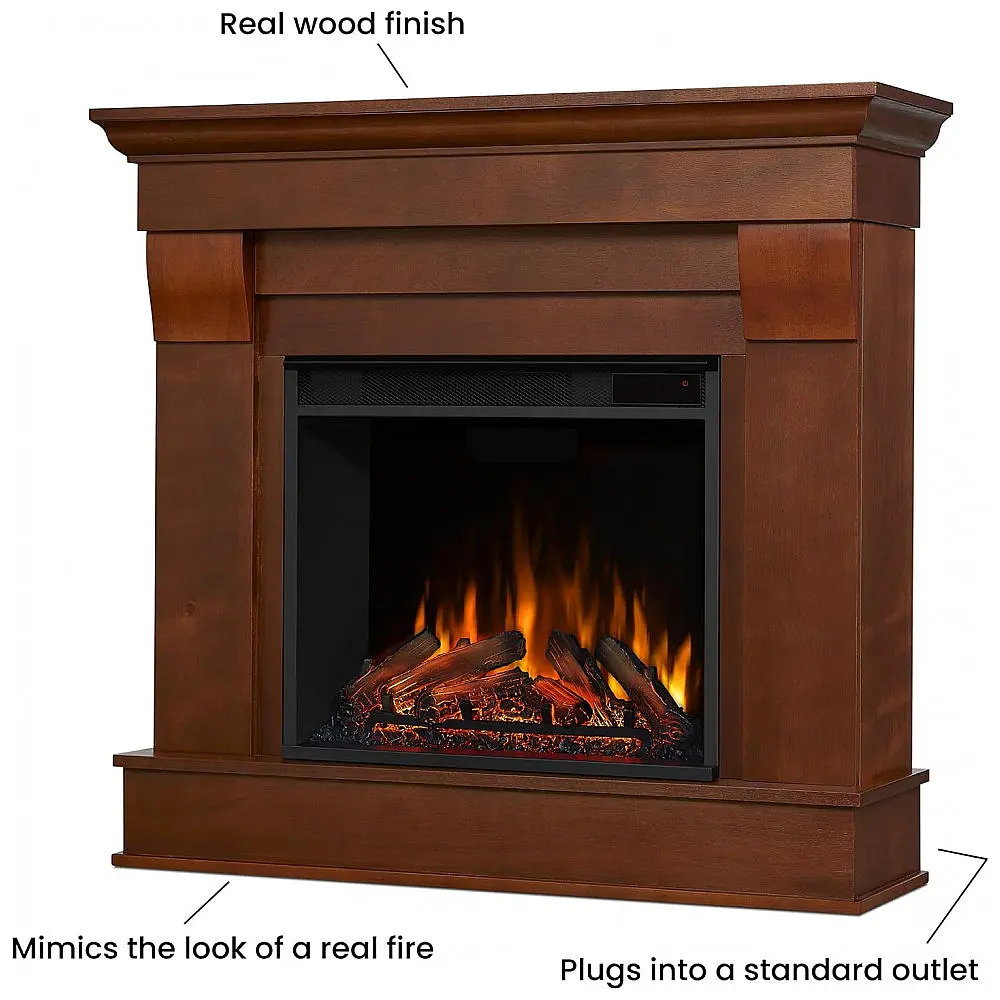 Lareira Elétrica Real Flame 104x95x30cm 1400W Chamas LED Lenha Portátil 110V — foto 3