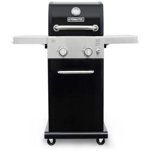 Churrasqueira a Gás 22.000 BTU com 2 Queimadores, 1 Porta e Mesas Laterais em Aço Inoxidável, PERMASTEEL PG A40201 BK, Preto