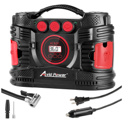 Compressor de Ar Portátil com Luz LED e Tela Digital, AVID POWER ACAP366, Preto