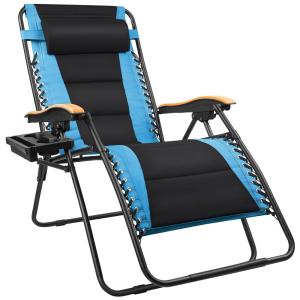 Cadeira Reclinável Ajustável Gravidade Zero com Apoio de Cabeça e Porta Copos, FREE SOLDIER, Azul