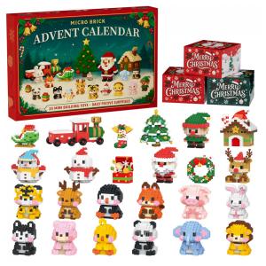 Kit de Construção Calendário do Advento 2025 com Blocos, 24 Dias de Contagem Regressiva para o Natal com 4386 Peças Micro Blocos,RubyPop,