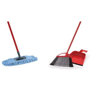 Mop Flat de Ação Dupla em Microfibra com Kit Vassoura e Pá, O Cedar
