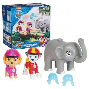 Bonecos de Ação Jungle Pups Marshall, Skye e Elephant 5 cm de Altura com Lançador de Projéteis para Crianças Acima de 3 Anos