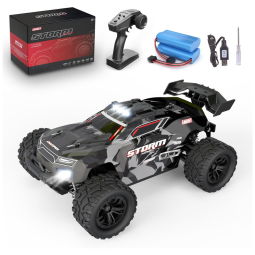 Carro de Controle Remoto Off Road 4WD Escala 1:18 com Luzes LED, LARVEY, Preto