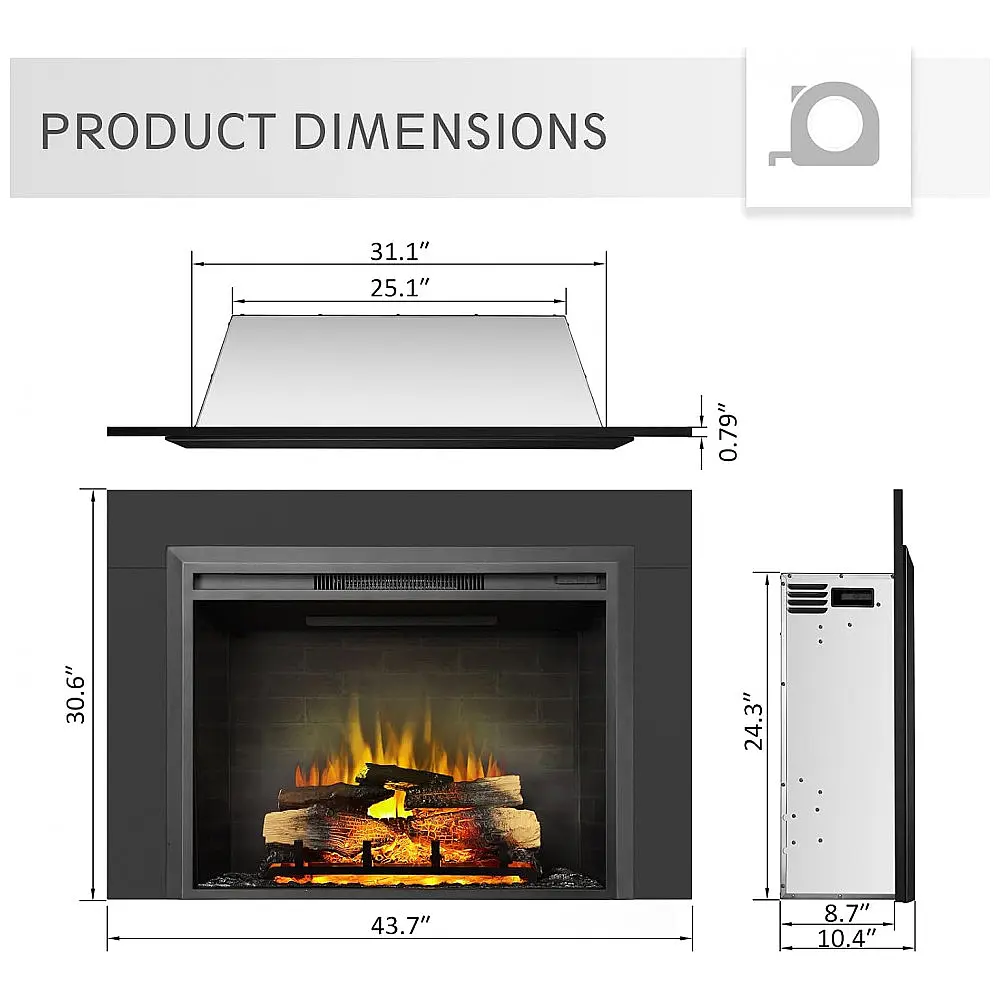 Lareira Elétrica LegendFlame Carl Preto 111 cm largura x 78 cm altura Trim Kit 110V — foto 3