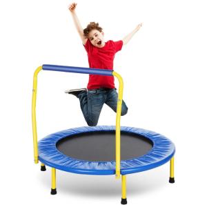 Cama Elastica Infantil com Diâmetro e Corrimão Ajustável para até 70 kg, FIOLEKEN, Azul