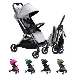 Carrinho de Bebê Dobrável Leve e Prático com Barra de Proteção, Capa de Chuva e Cesto de Armazenamento Grande, Colugo, Cinza