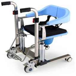 UJIKHV Cadeira de Banho Móvel com Elevador de Transferência Hidráulico e Assento Dividido, até 172 kg, Azul