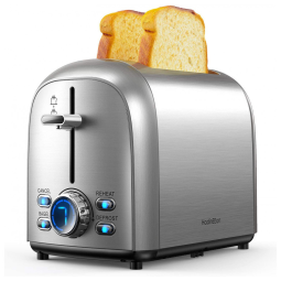 HadinEEon Torradeira 2 Fatias 7 Configurações Tela LED 850W 110V, Aço Inoxidável