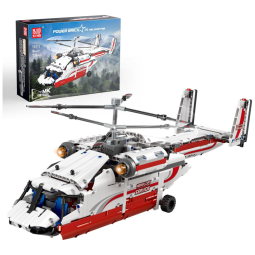 Kit de Construção Helicóptero com 738 Peças e Controle Remoto para Crianças Acima de 8 Anos, Mold King, Branco e Vermelho