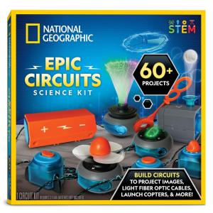 Kit Eletrônico National Geographic Circuit Maker para Crianças com 60 Projetos de Circuitos Elétricos, Brinquedo STEM de Circuitos