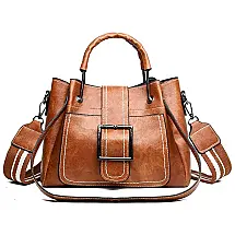 Myfriday Bolsa Feminina de Couro Sintético com Alça Superior e de Mão, Marrom